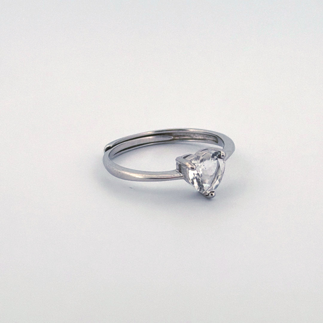 Clear Quartz HeartS925 Adjustable Ring