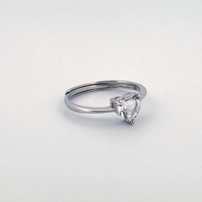 Clear Quartz HeartS925 Adjustable Ring