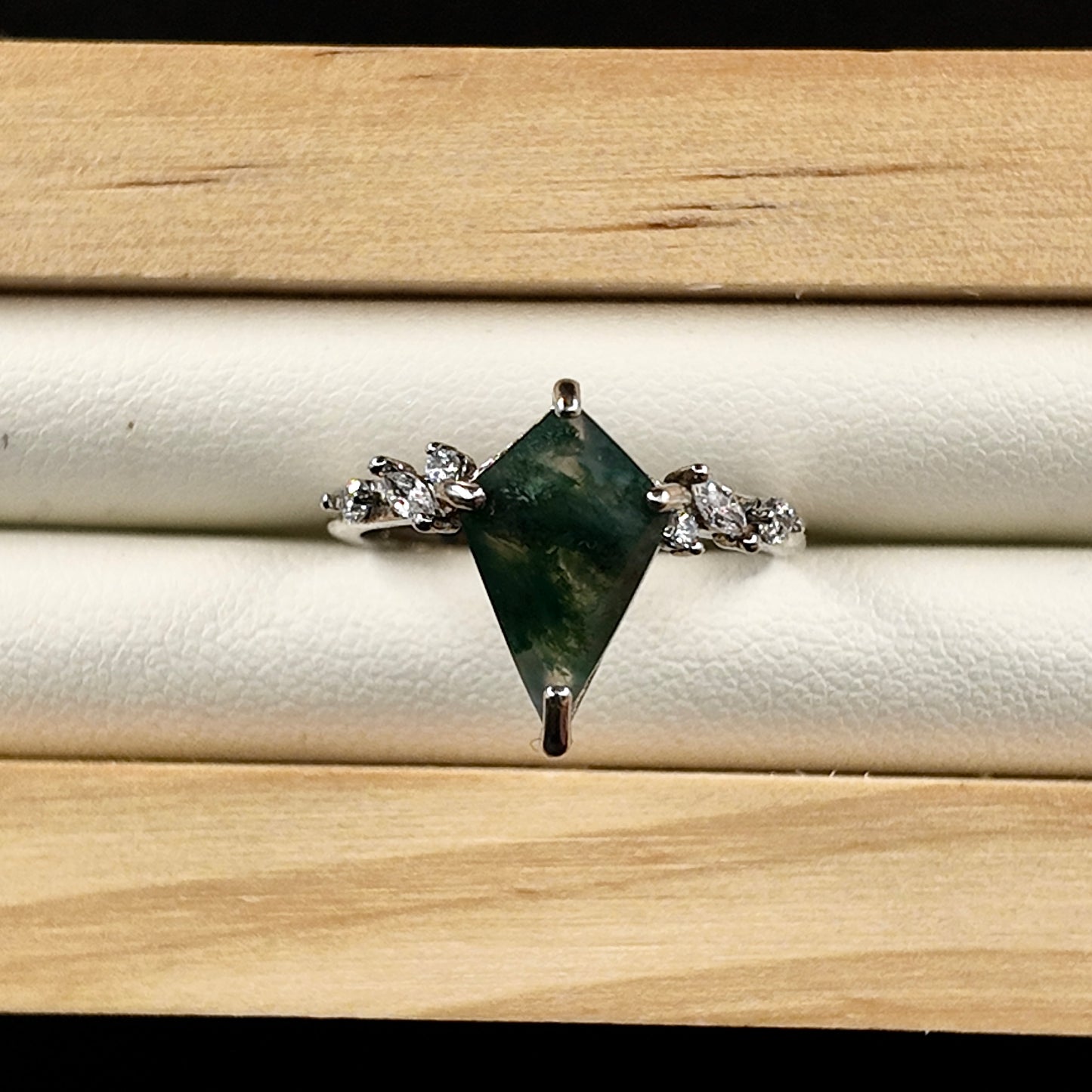Moss Agate S925 Adjustable Ring