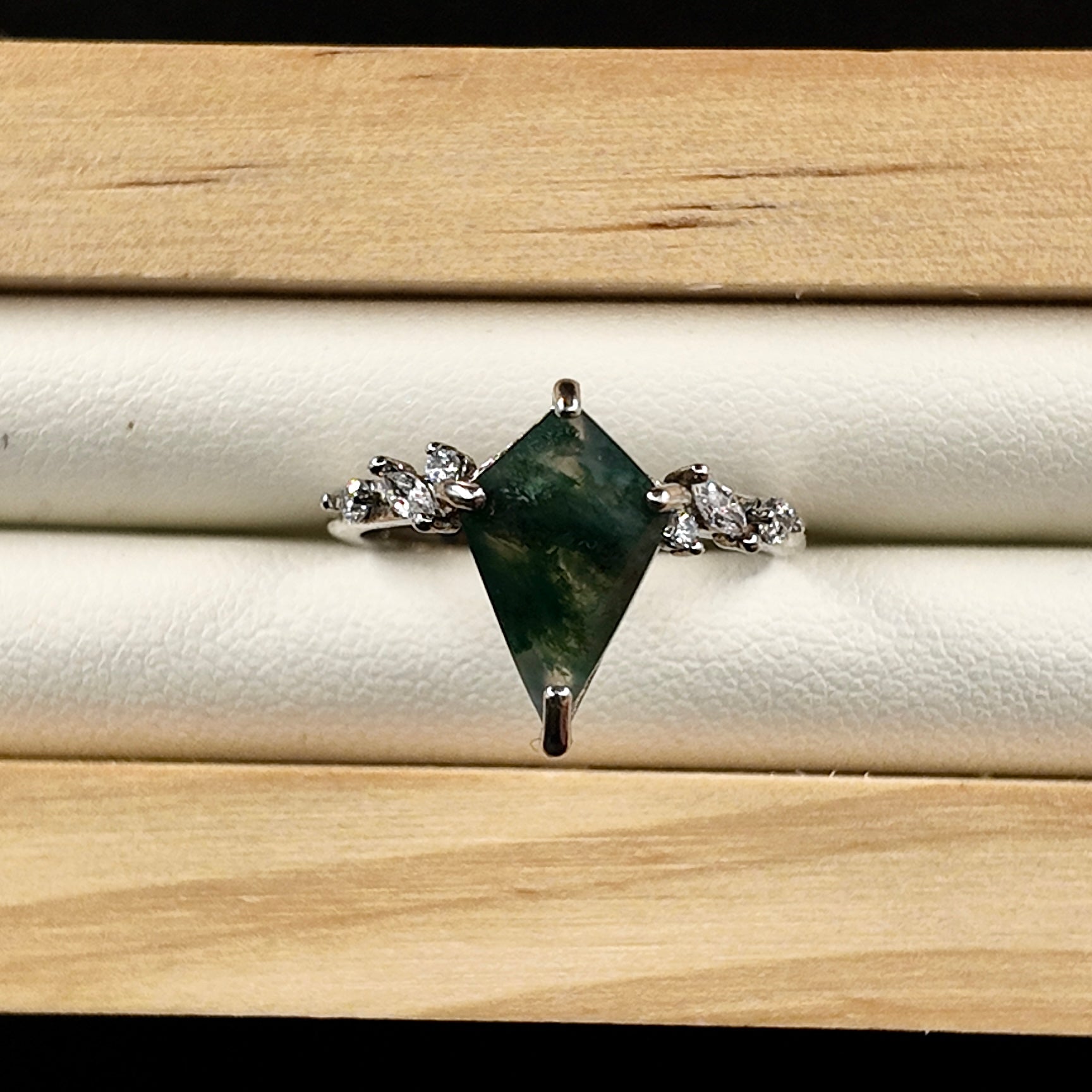 Moss Agate S925 Adjustable Ring