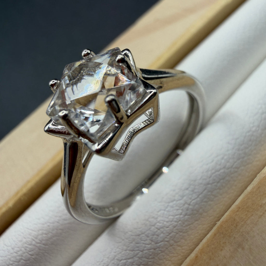 Clear Quartz Star S925 Adjustable Ring