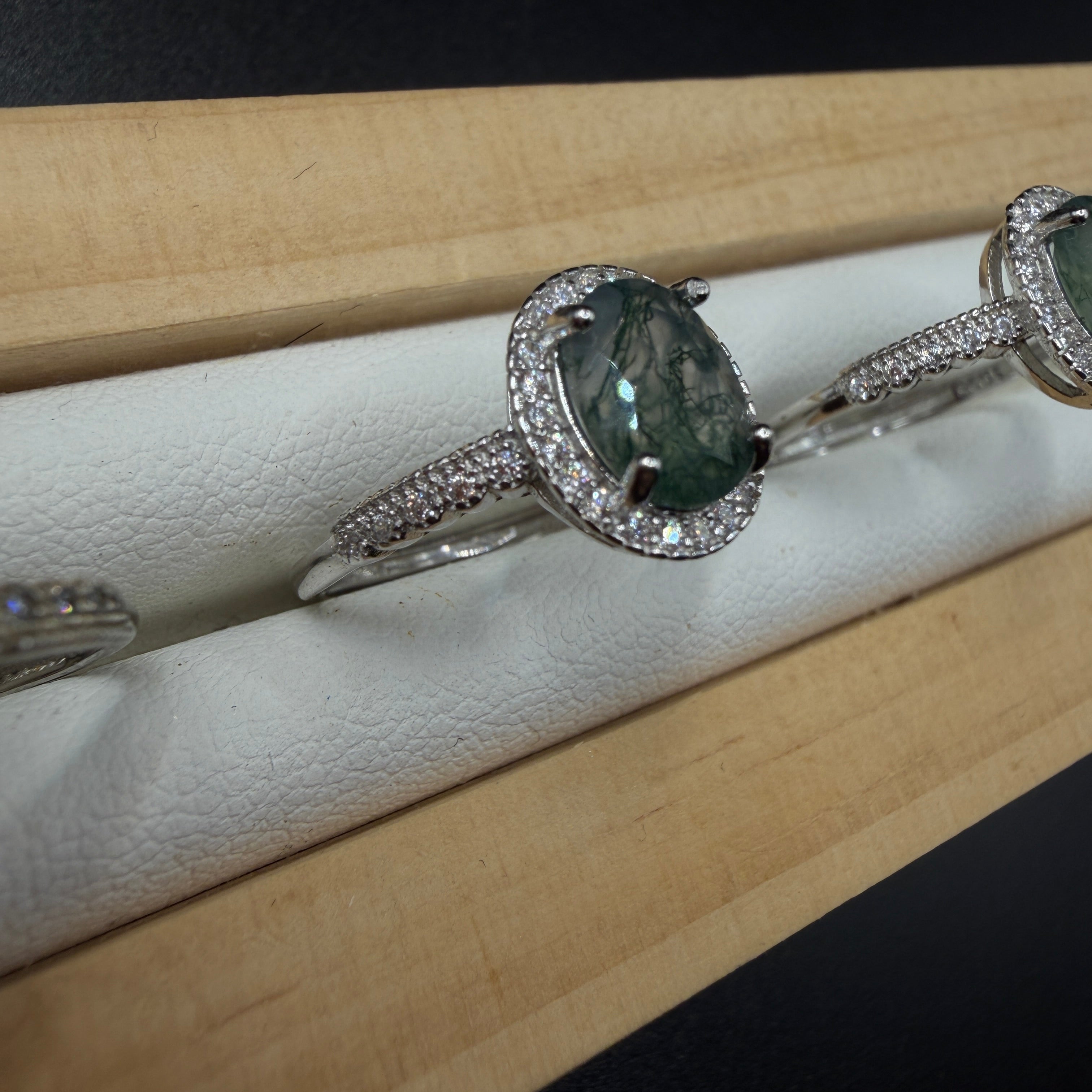 Moss Agate S925 Adjustable Ring