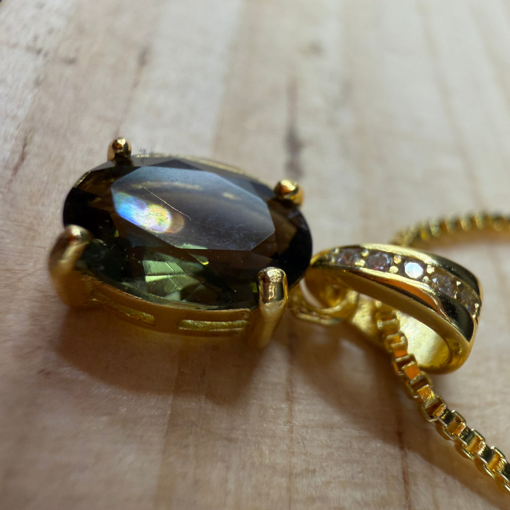 Moldavite Gold Certified Necklace