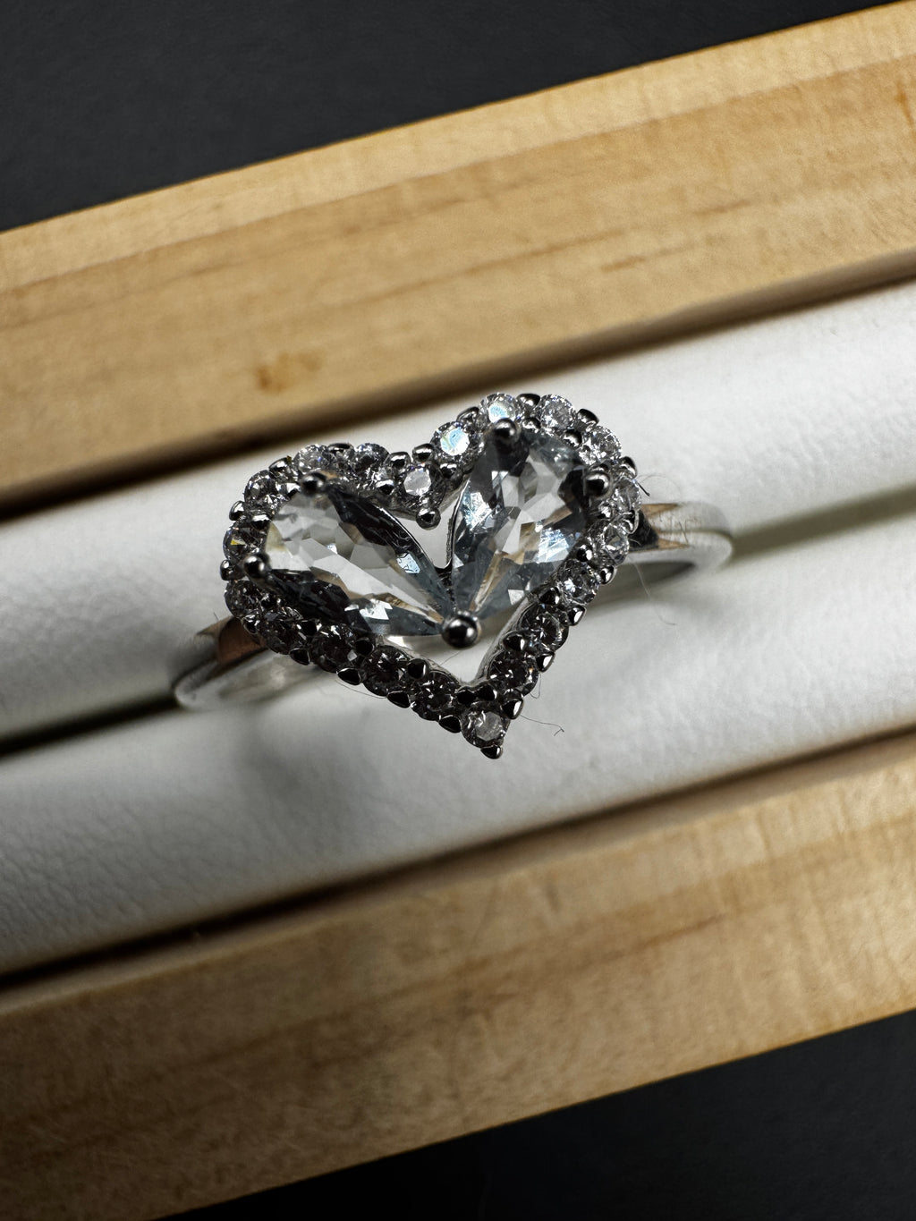Aquamarine Heart Ring