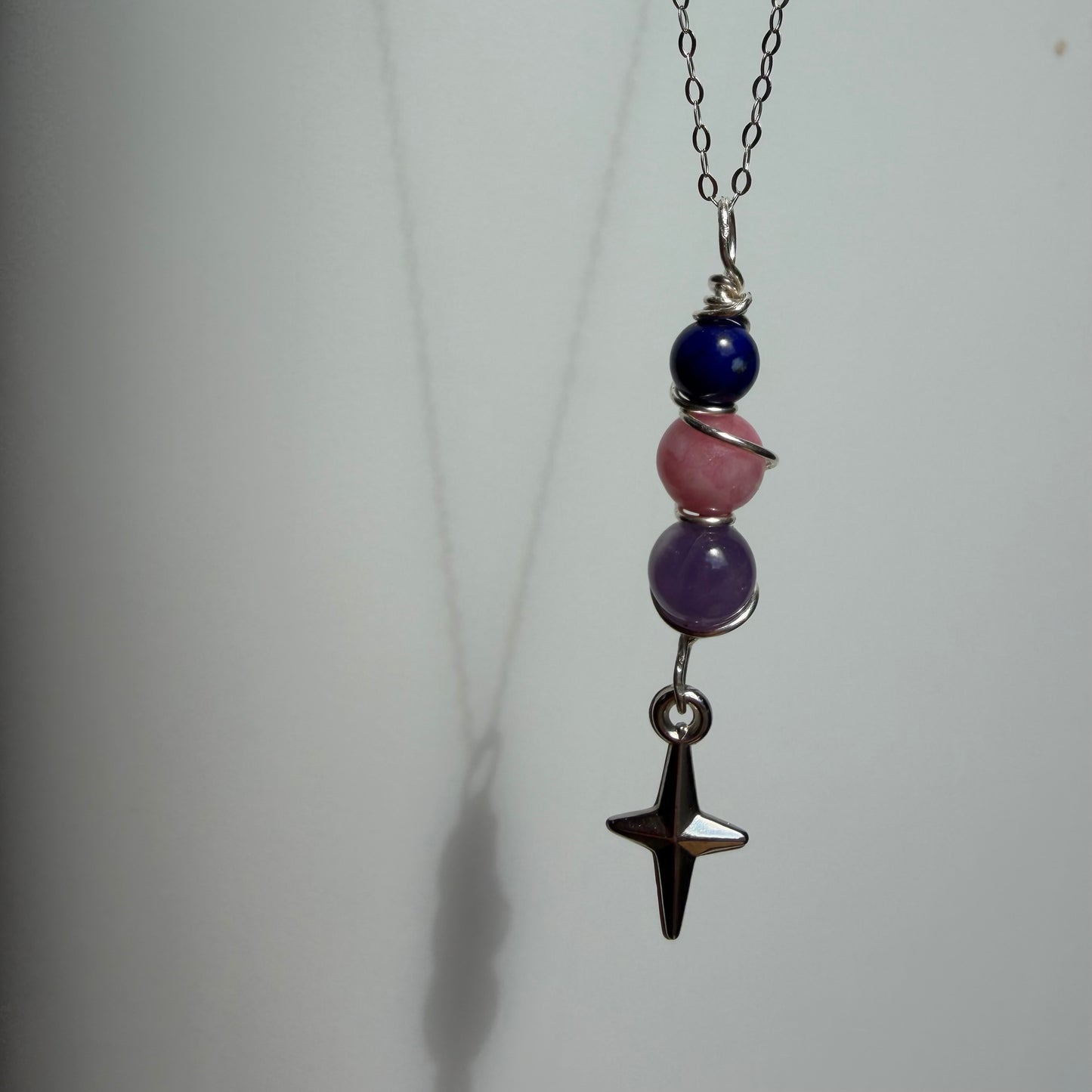 Authentic Self Lapis Lazuli Rhodonite and Amethyst Handmade Necklace