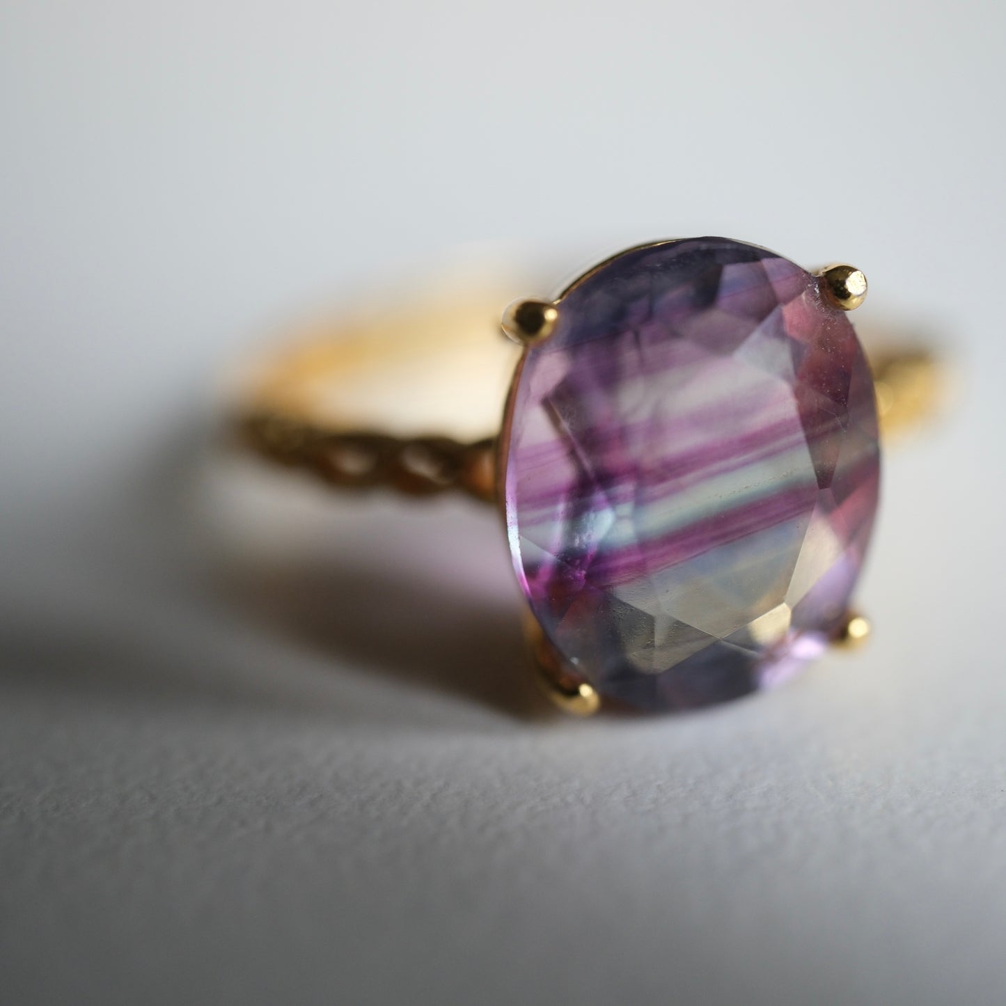 Fluorite S925 Adjustable Ring