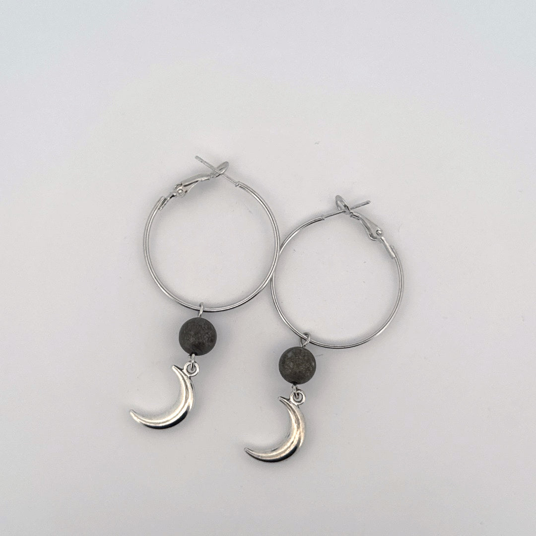 Pyrite Moon Handmade Hoop Earrings