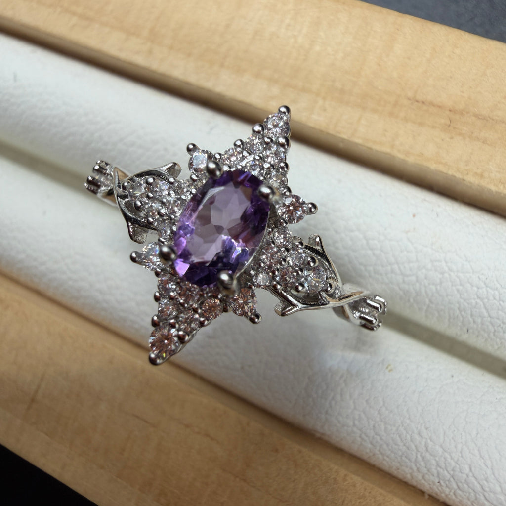 Amethyst Star S925 Adjustable Ring