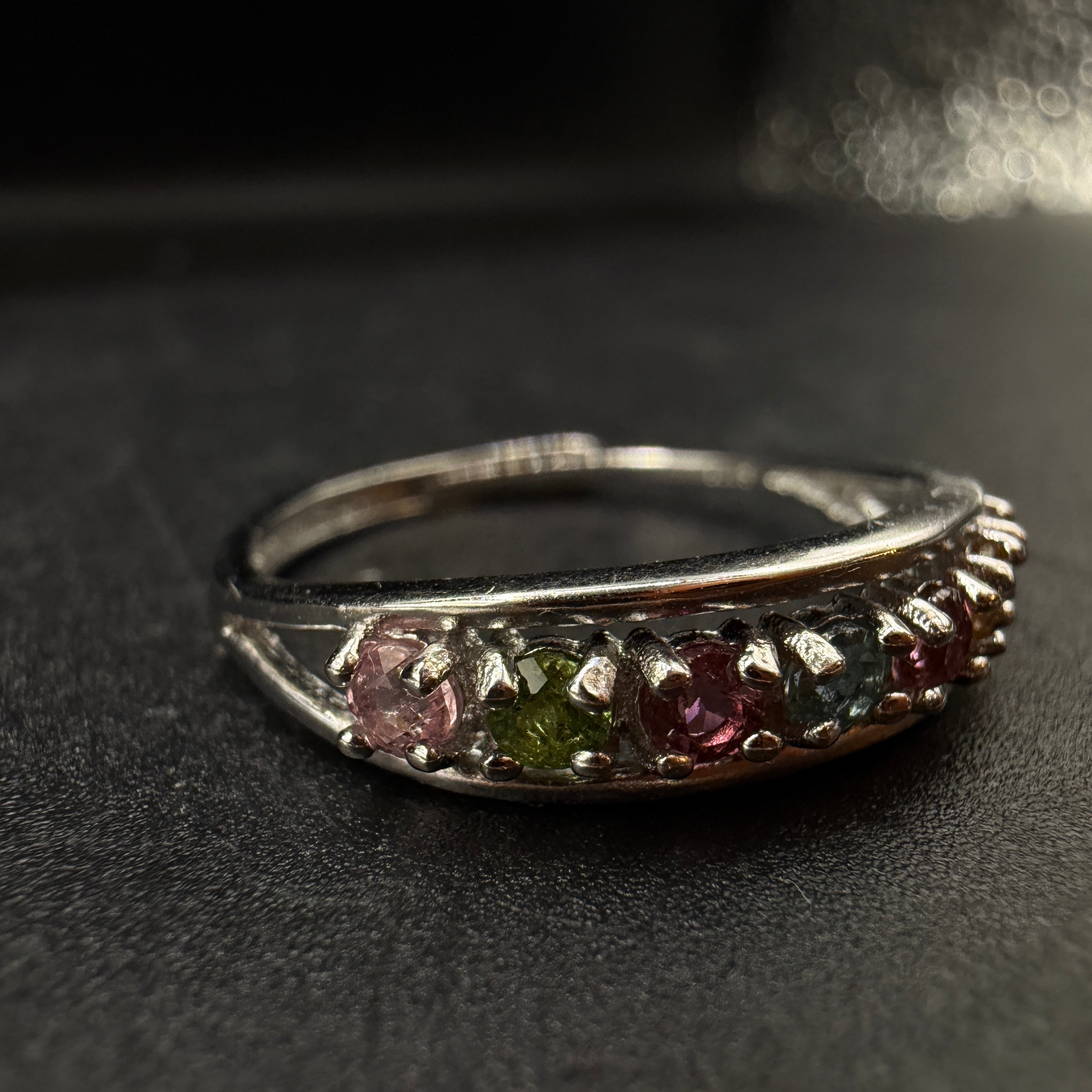 Rainbow Tourmaline S925 Adjustable Ring