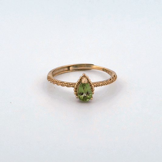 Peridot S925 Gold Adjustable Ring
