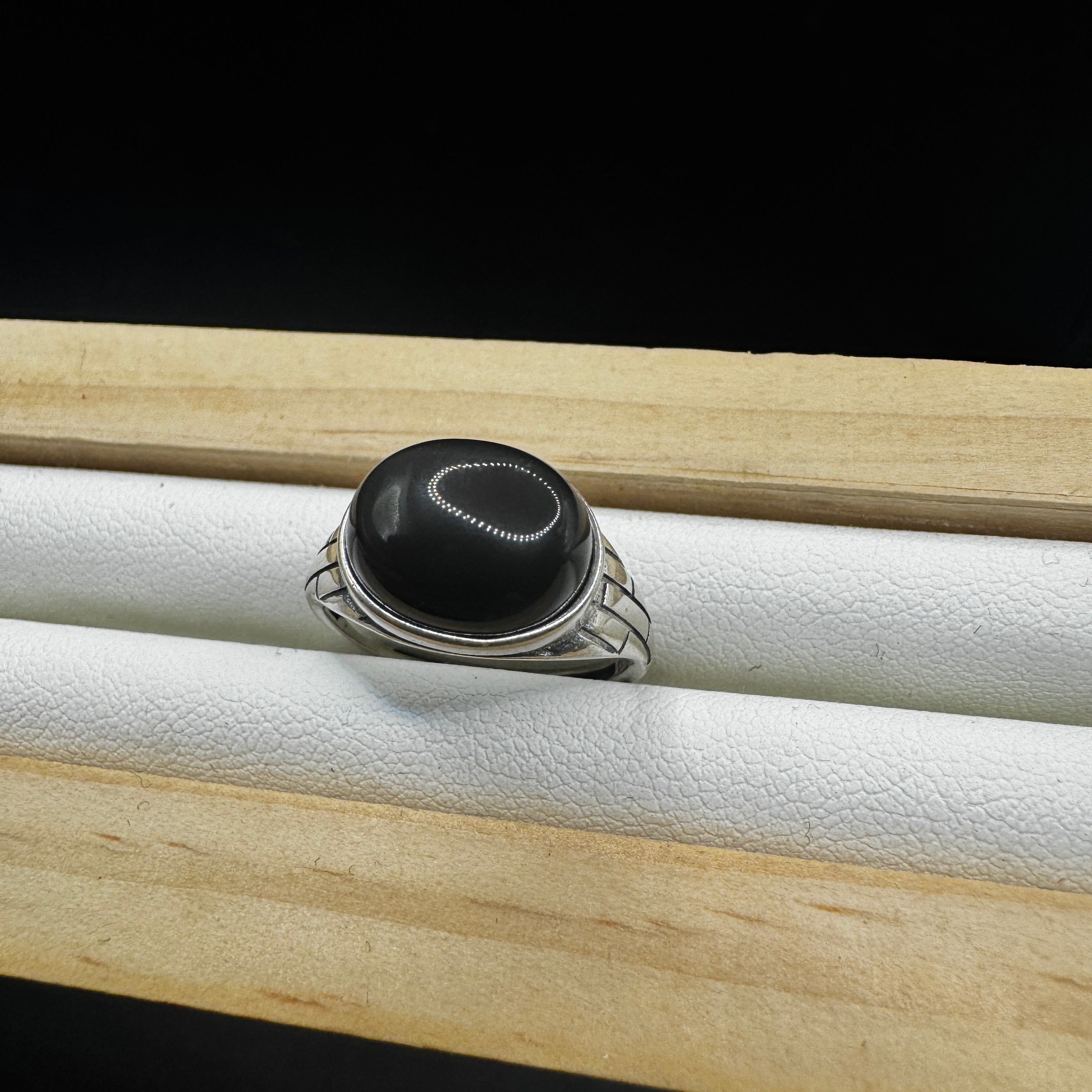 Obsidian S925 Adjustable Ring