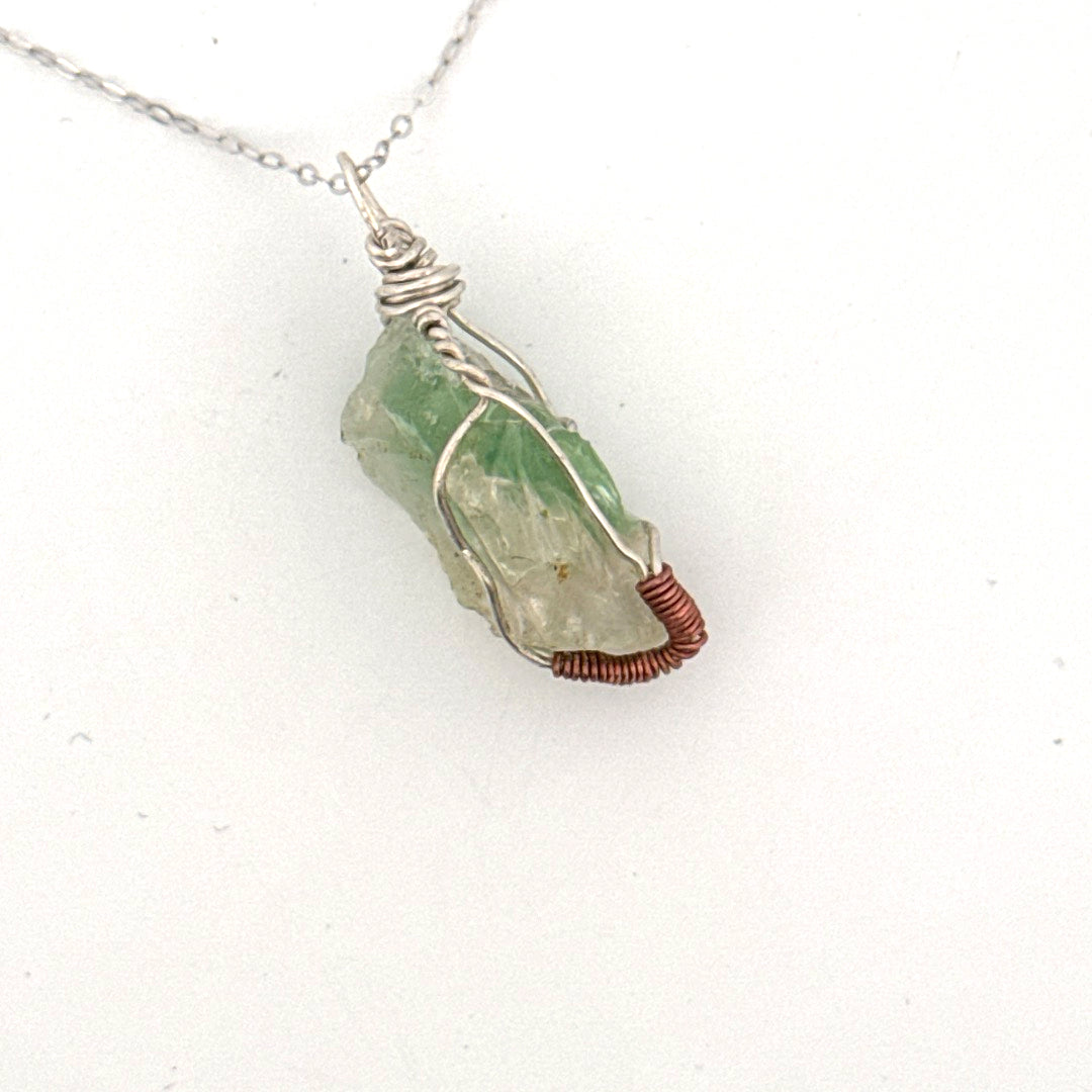 Green Lemurian Fluorite S925 Handmade Necklace