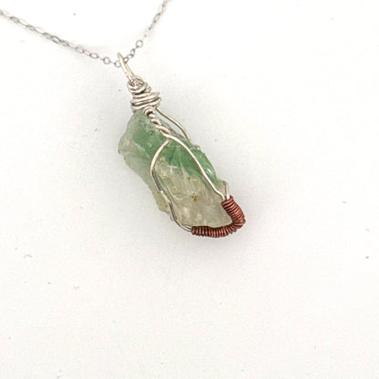 Green Lemurian Fluorite S925 Handmade Necklace