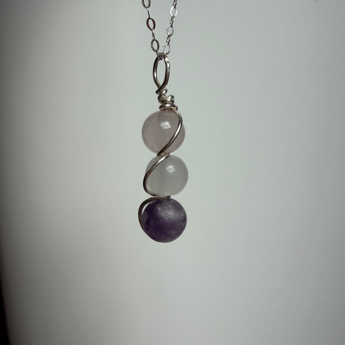 Pure Presence Rose Quartz Moonstone and Lepidolite Handmade Necklace