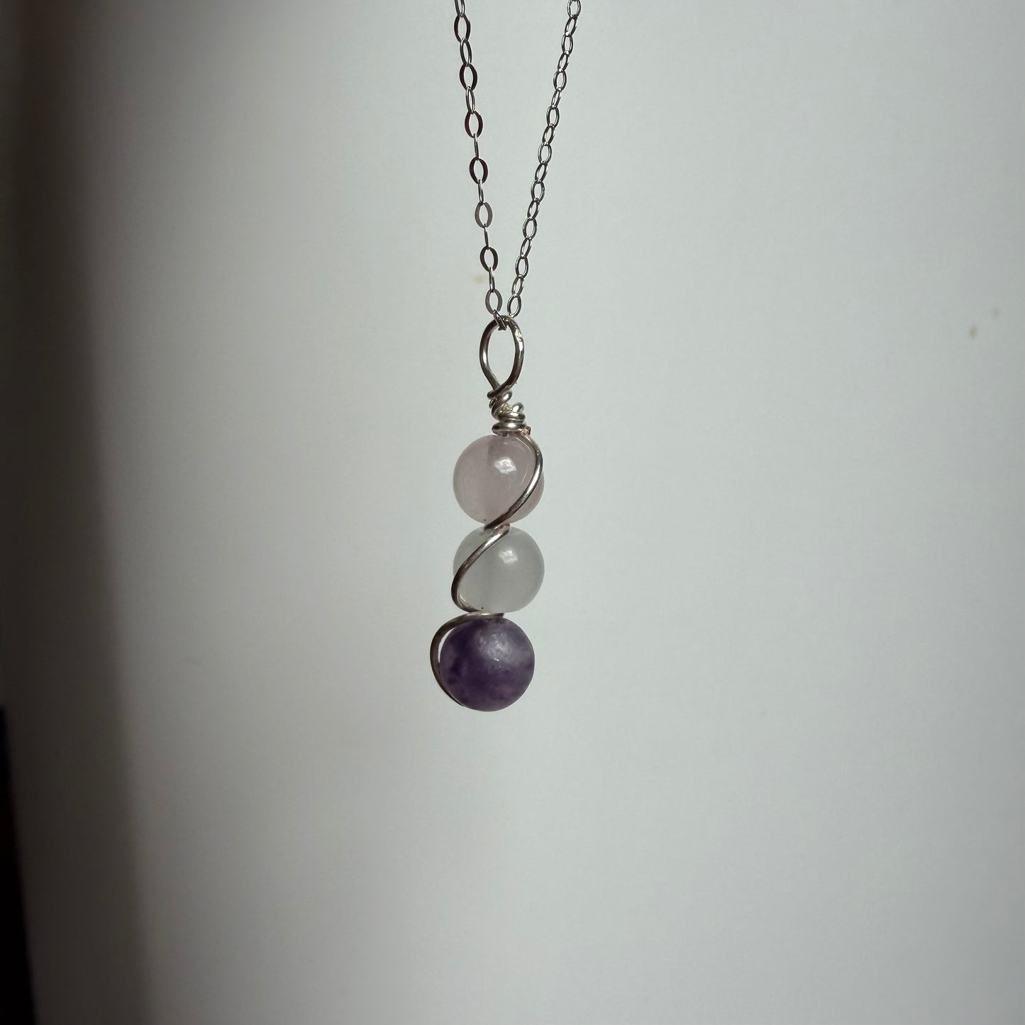 Pure Presence Rose Quartz Moonstone and Lepidolite Handmade Necklace