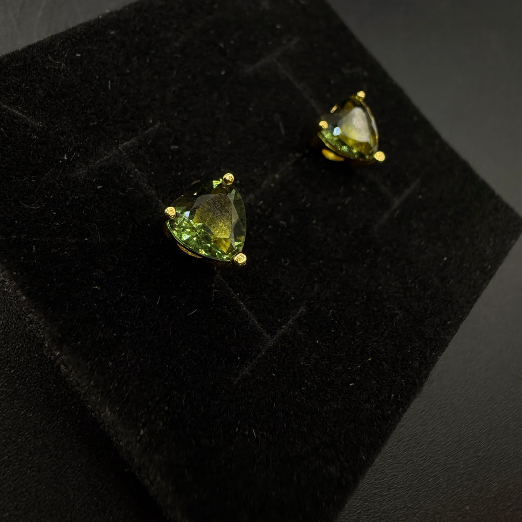 Moldavite Heart S925 Certified Earrings