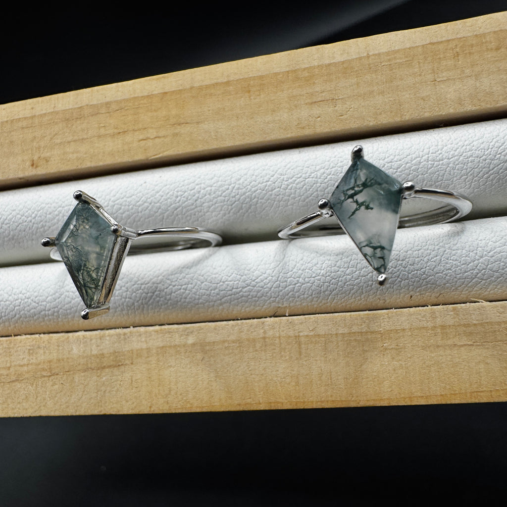 Moss Agate S925 Adjustable Ring