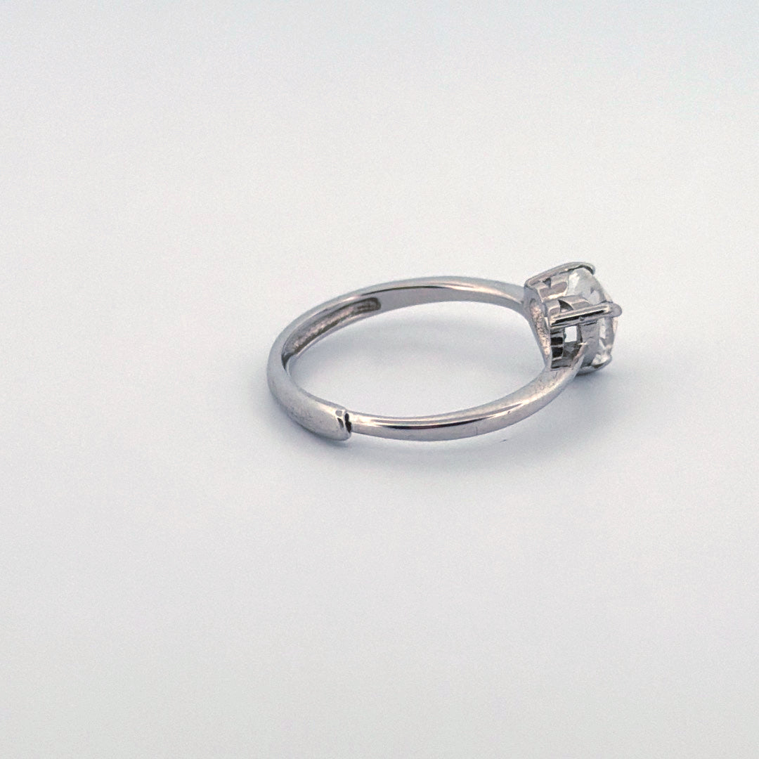 Clear Quartz HeartS925 Adjustable Ring