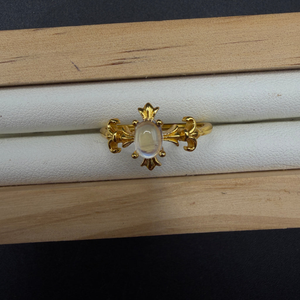 Moonstone S925 Adjustable Gold Played Ring