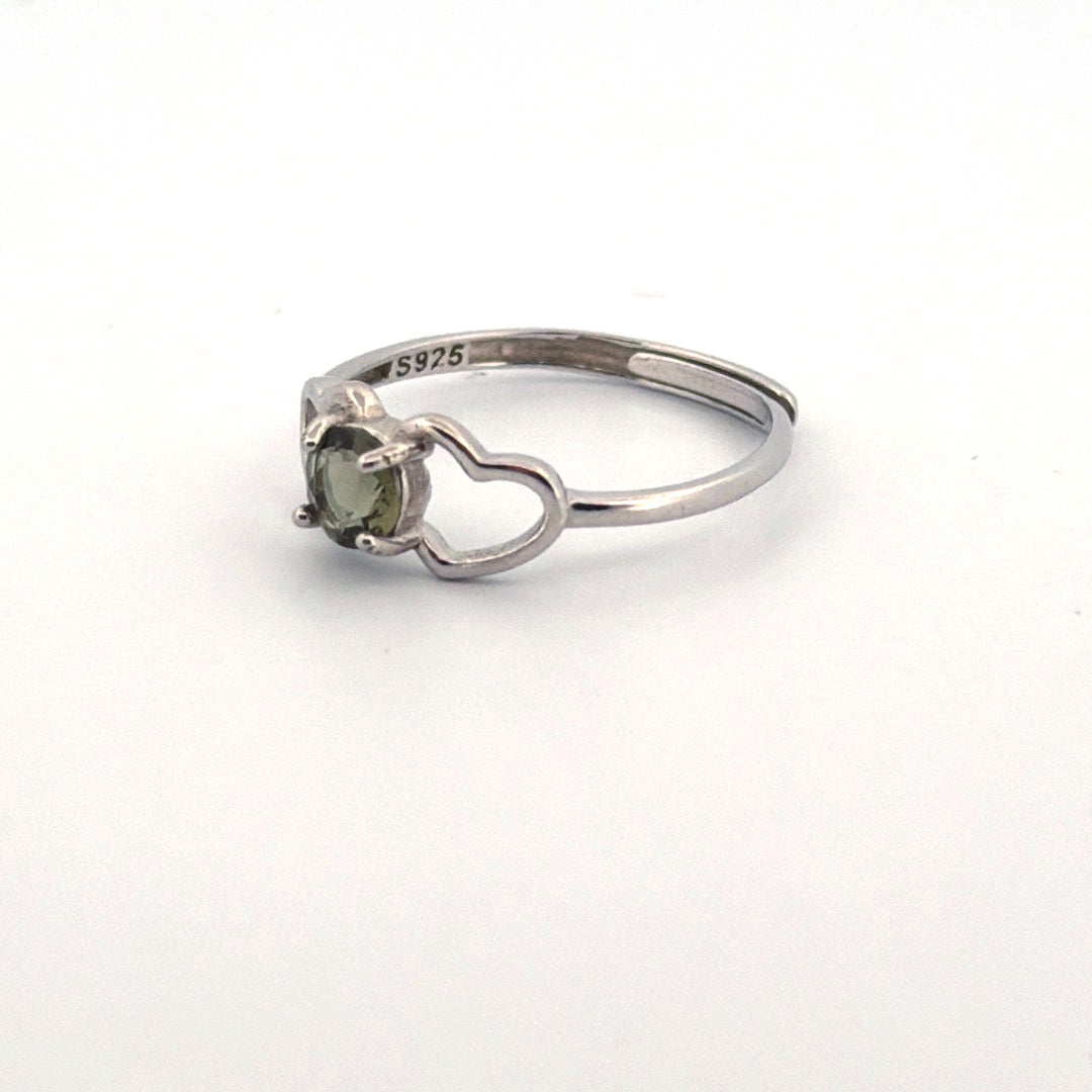 Moldavite S925 Adjustable Certified Ring