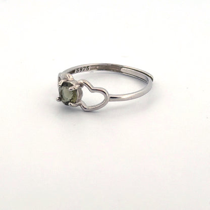 Moldavite S925 Adjustable Certified Ring