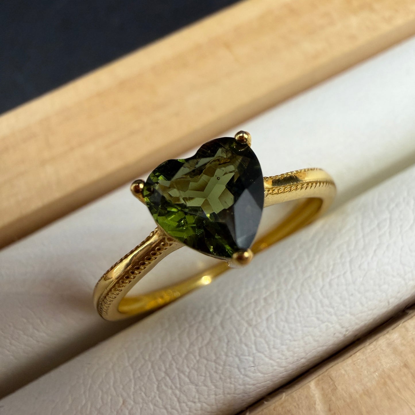 Moldavite S925 Adjustable Certified Gold Ring