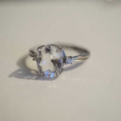 Clear Quartz S925 Adjustable Ring