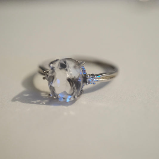 Clear Quartz S925 Adjustable Ring