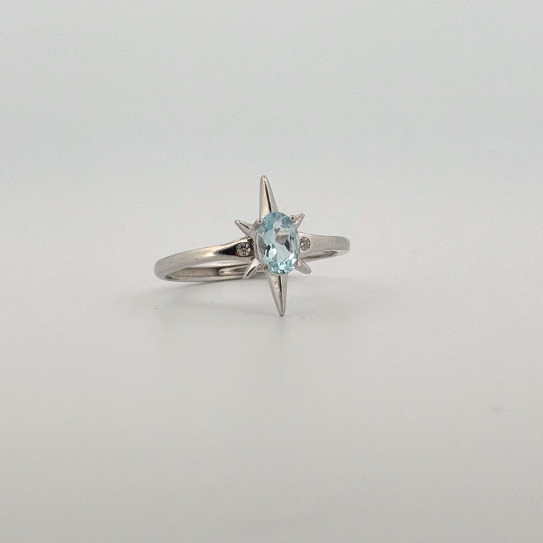 Aquamarine S925 Adjustable Ring