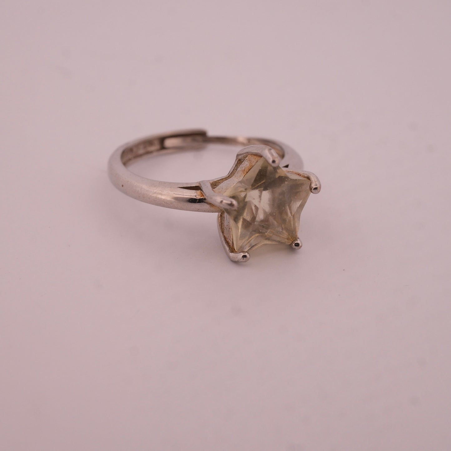 Libyan Desert Glass Star S925 Adjustable Certified Ring