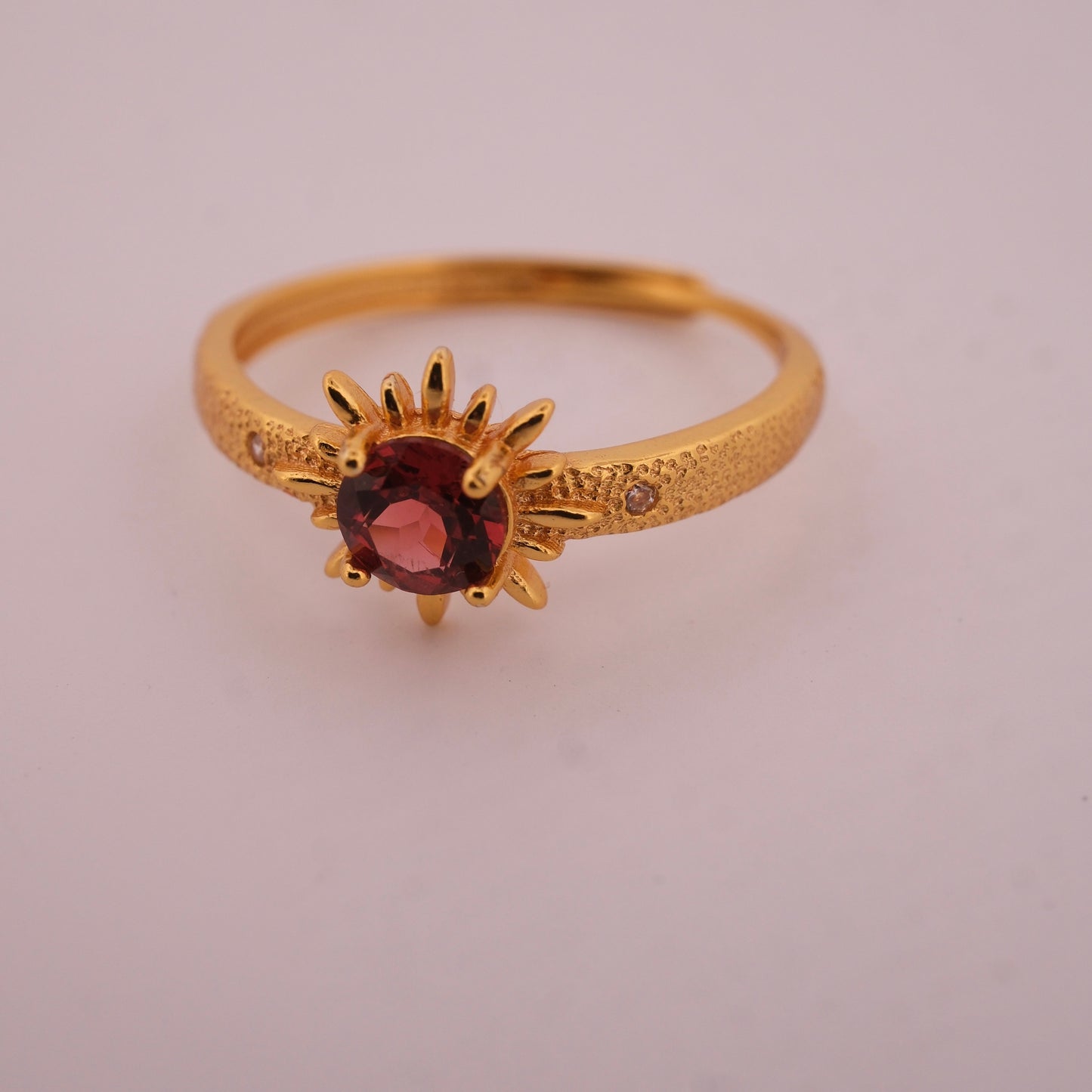 Garnet Sun Gold S925 Adjustable Ring