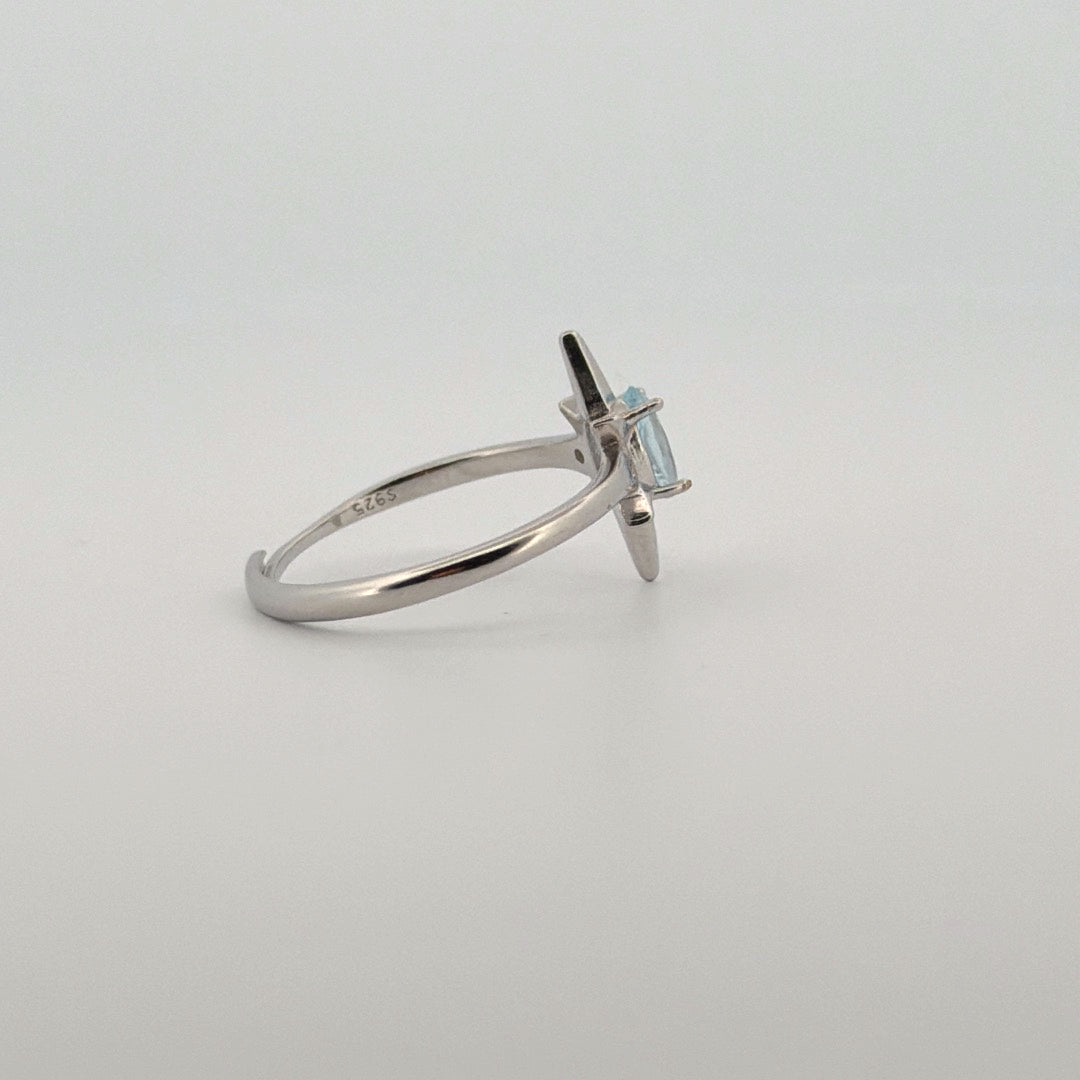 Aquamarine S925 Adjustable Ring