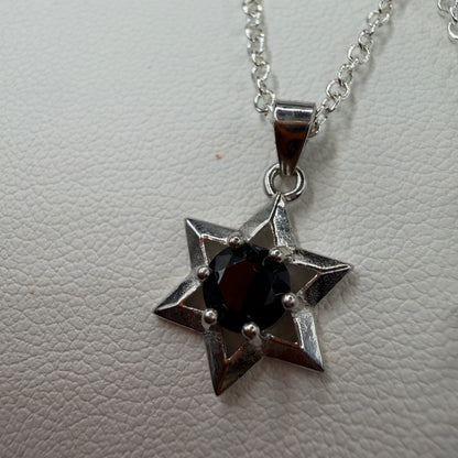 Black Spinel / Aquamarine S925 Necklace