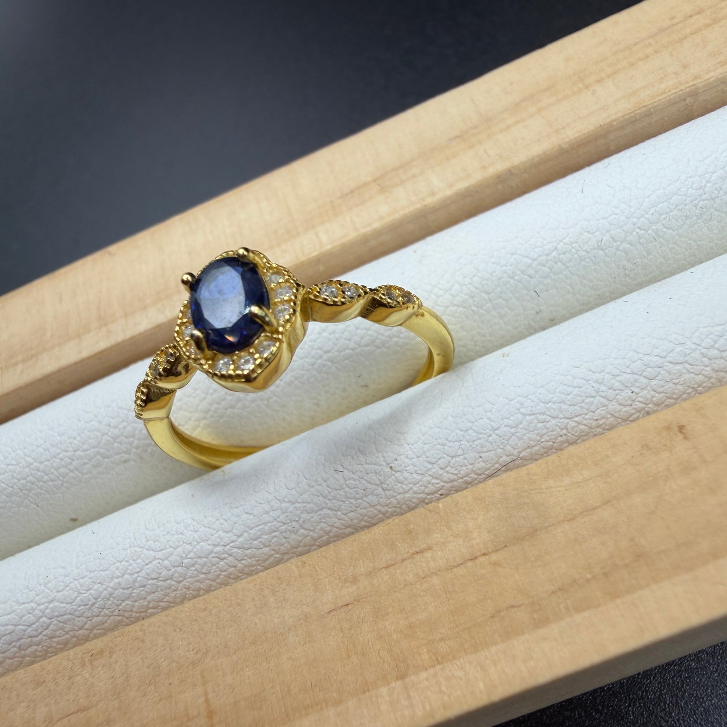 Sapphire Gold S925 Certified Adjustable Ring