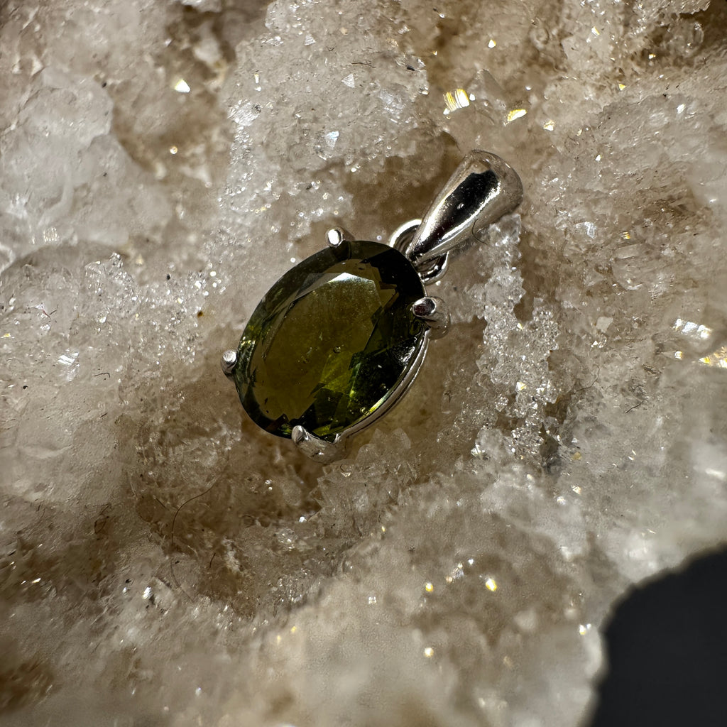 Moldavite Oval Certified S925 Necklace