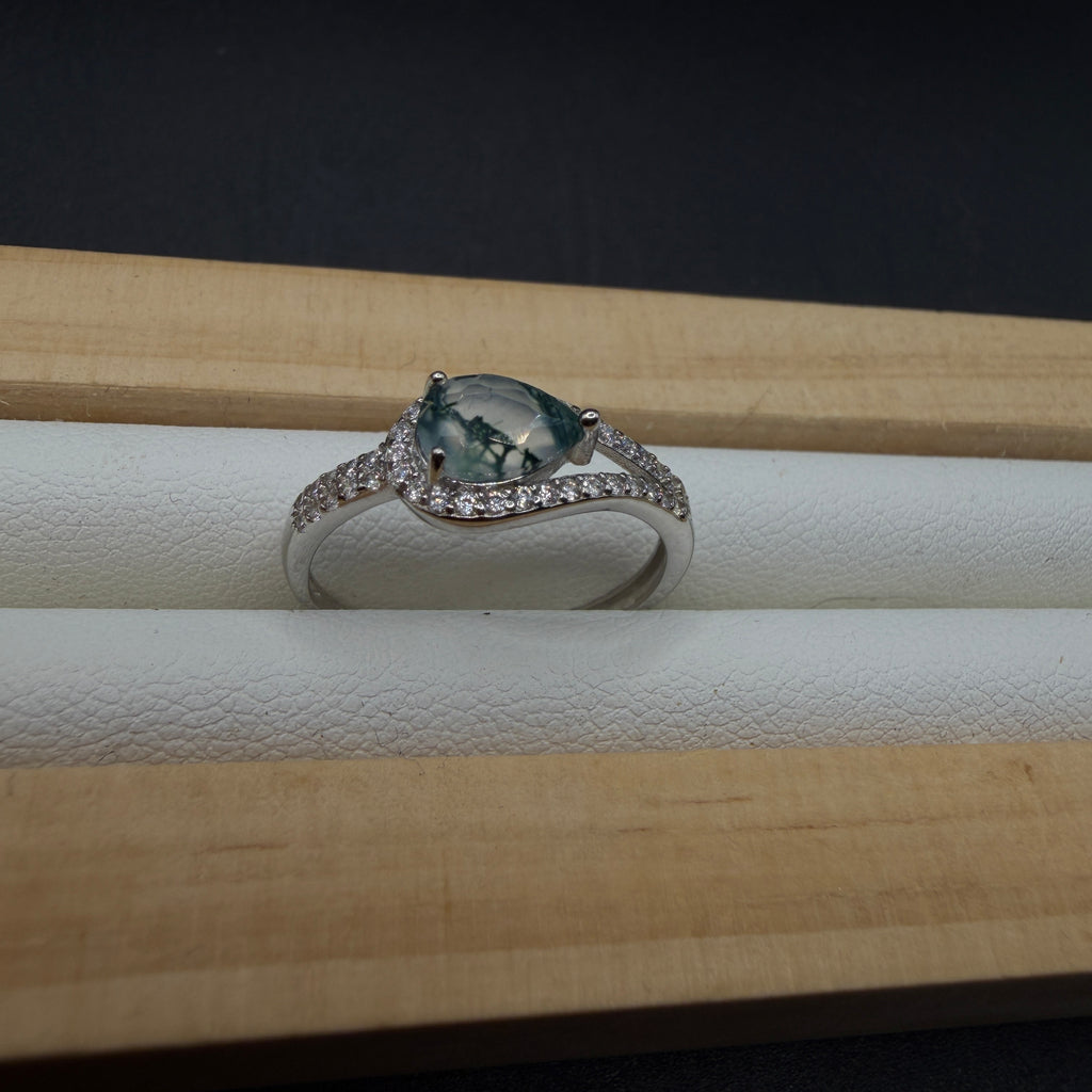 Moss Agate S925 Adjustable Ring