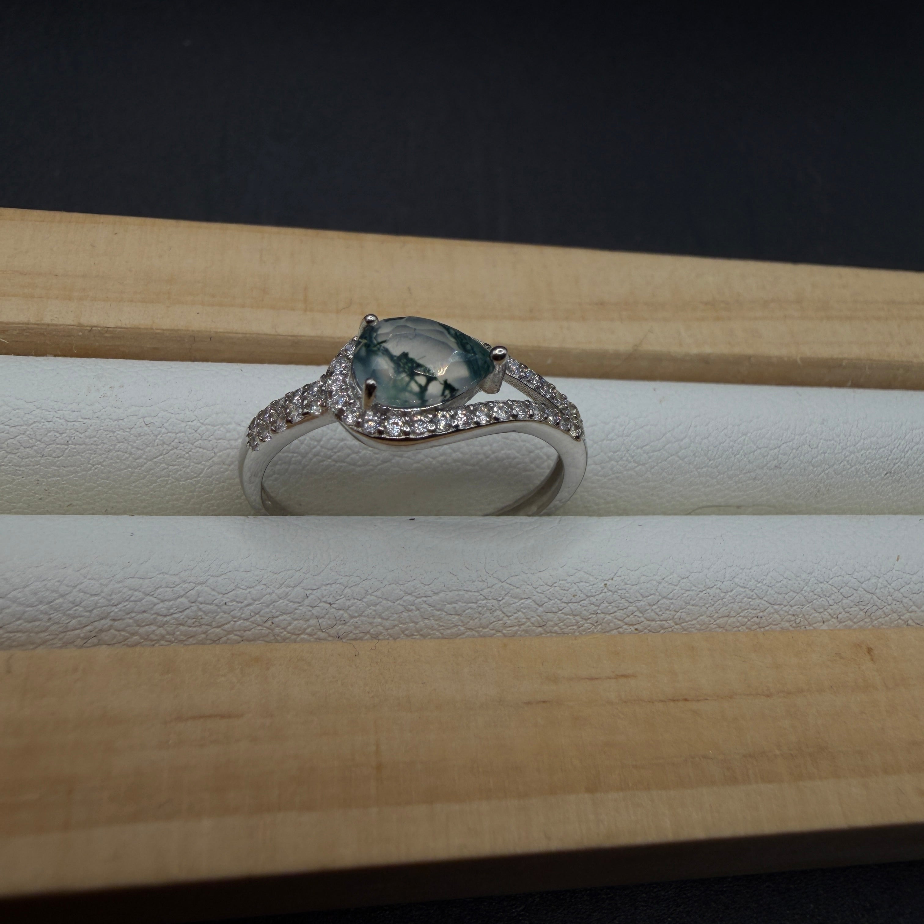 Moss Agate S925 Adjustable Ring