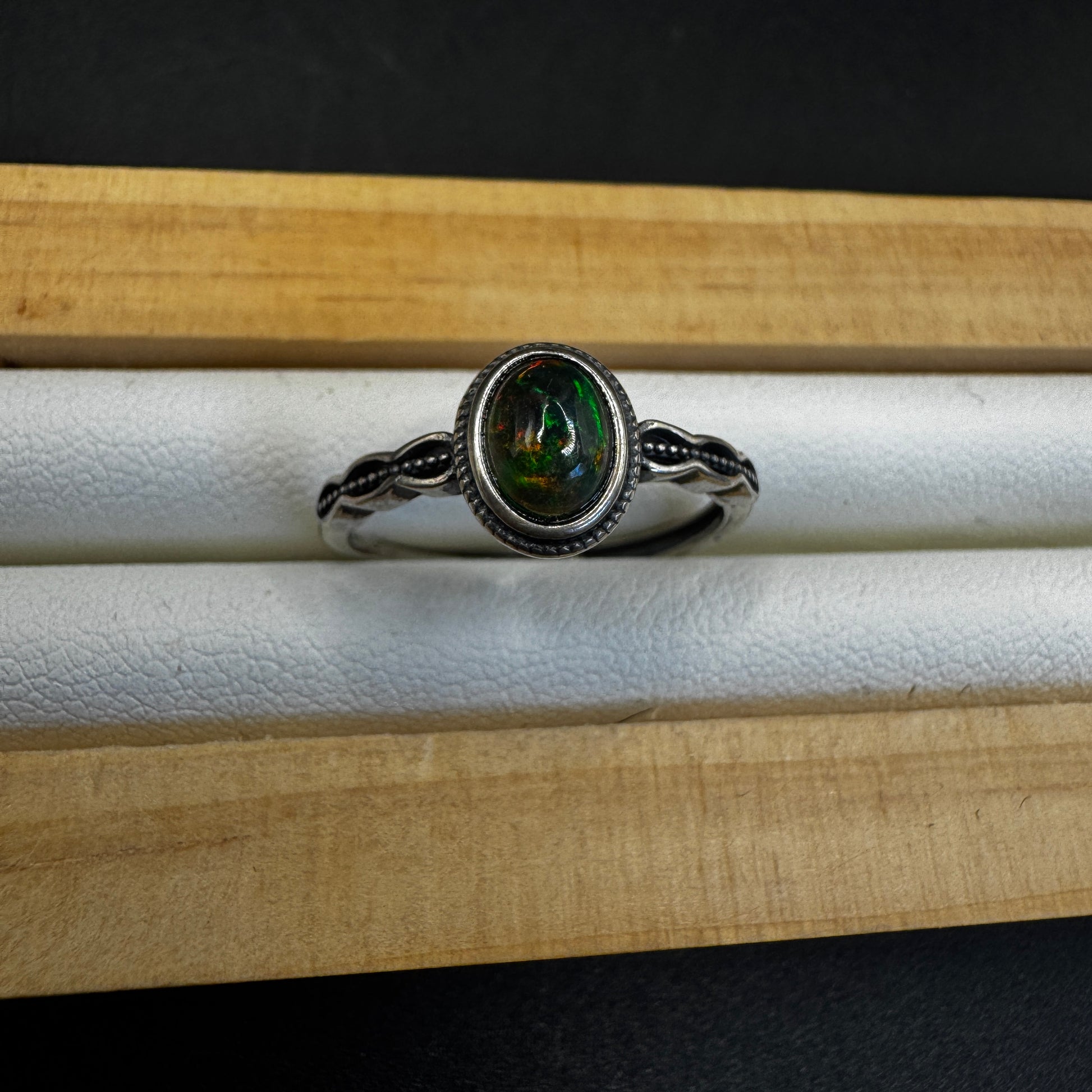 Black Opal S925 Adjustable Ring