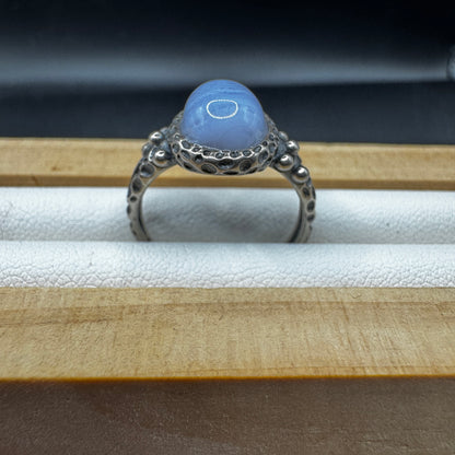 Blue Lace Agate Adjustable S925 Ring