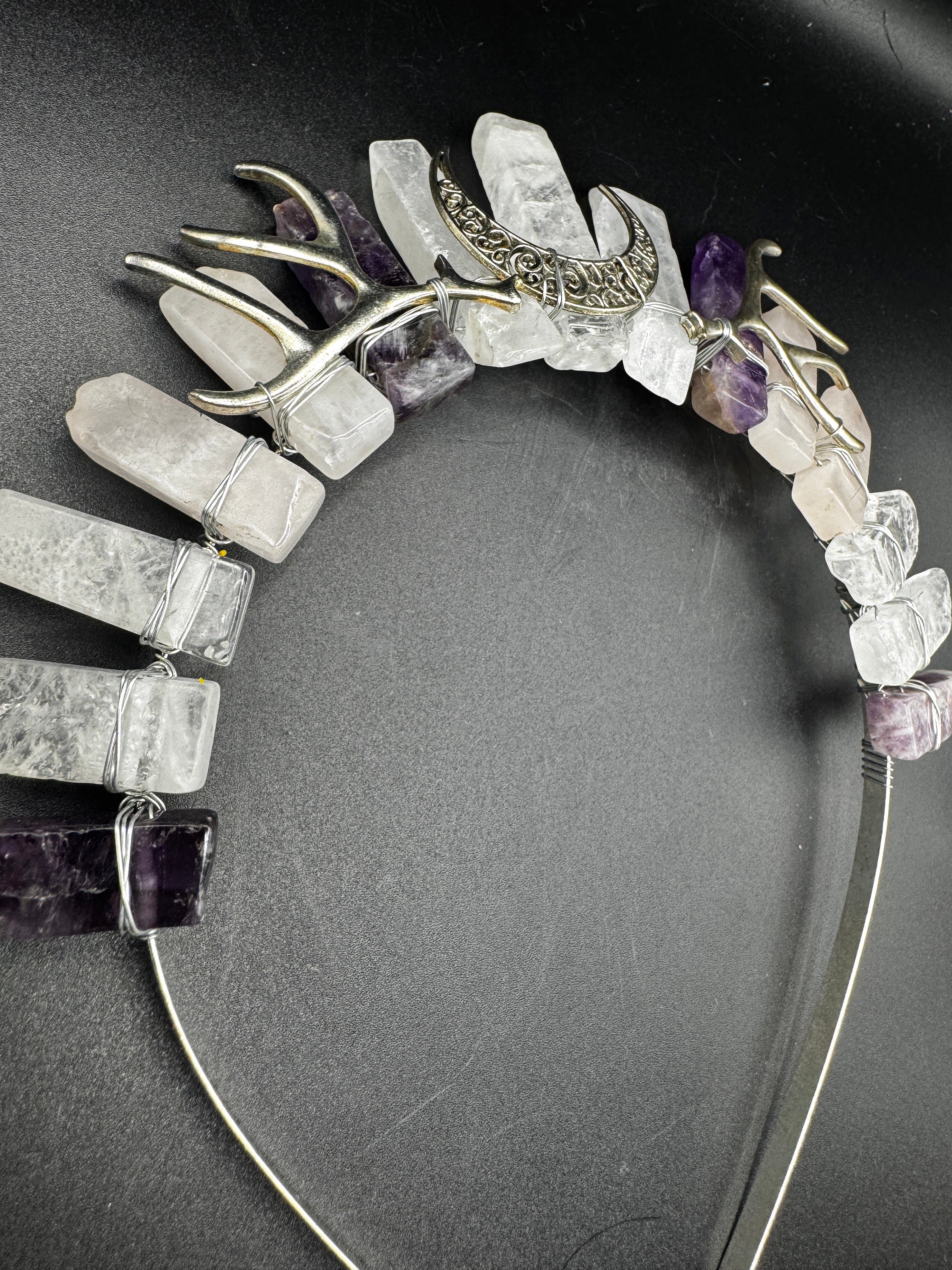Amethyst and Rose Quartz Crystal Crown
