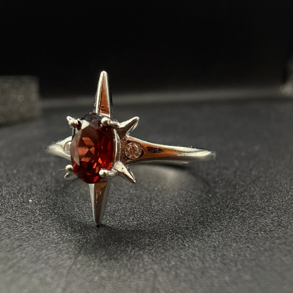 Garnet Star S925 Adjustable Ring
