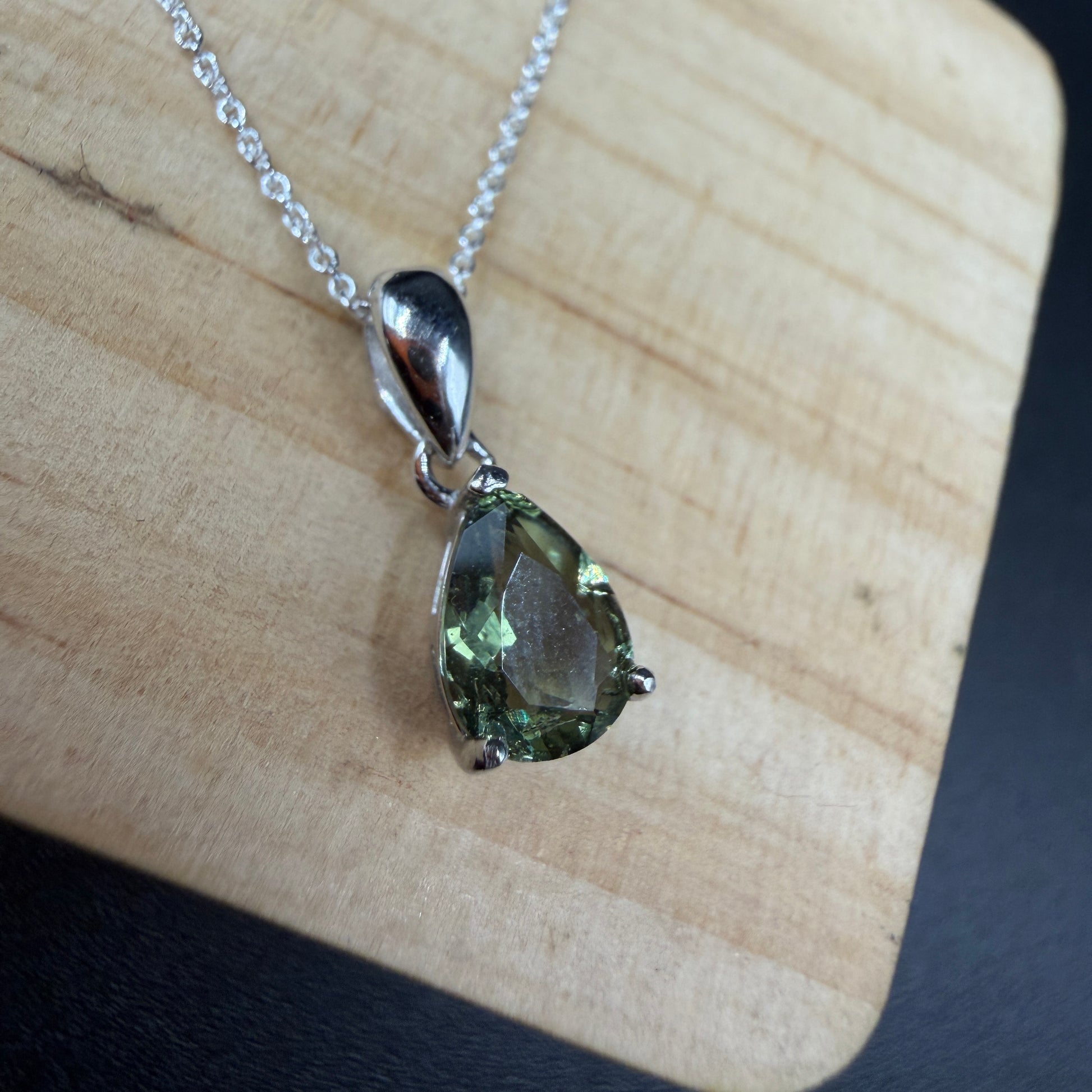 Moldavite Teardrop Certified S925 Necklace