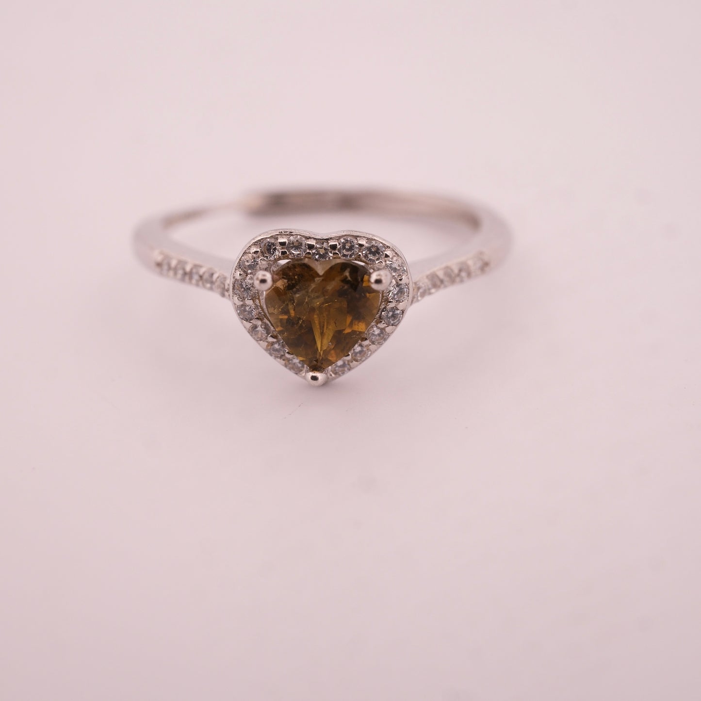 Tourmaline Heart S925 Adjustable Ring