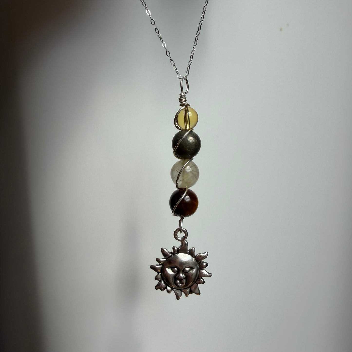 Radiant Joy Citrine Pyrite Labradorite and Black Tourmaline Handmade Necklace