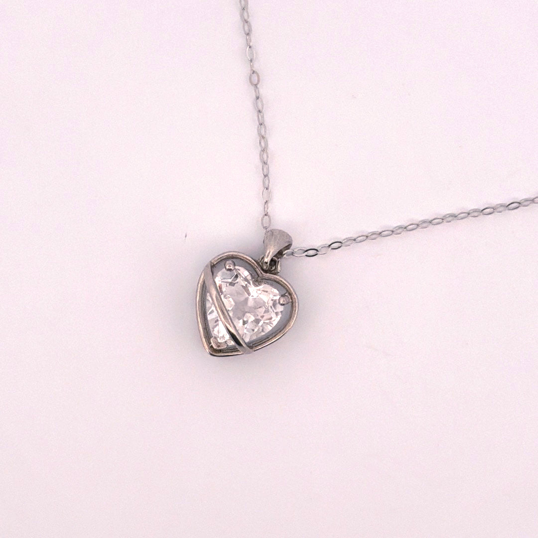 Clear Quartz Heart S925 Necklace