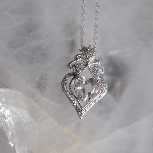 Clear Quartz Heart S925 Necklace