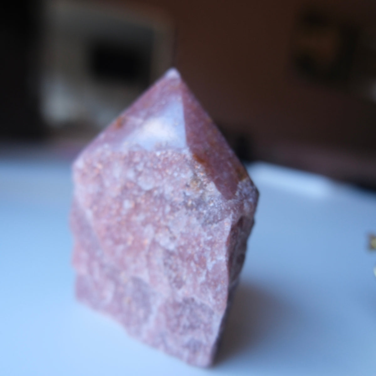Red Fuschite Half Raw Point