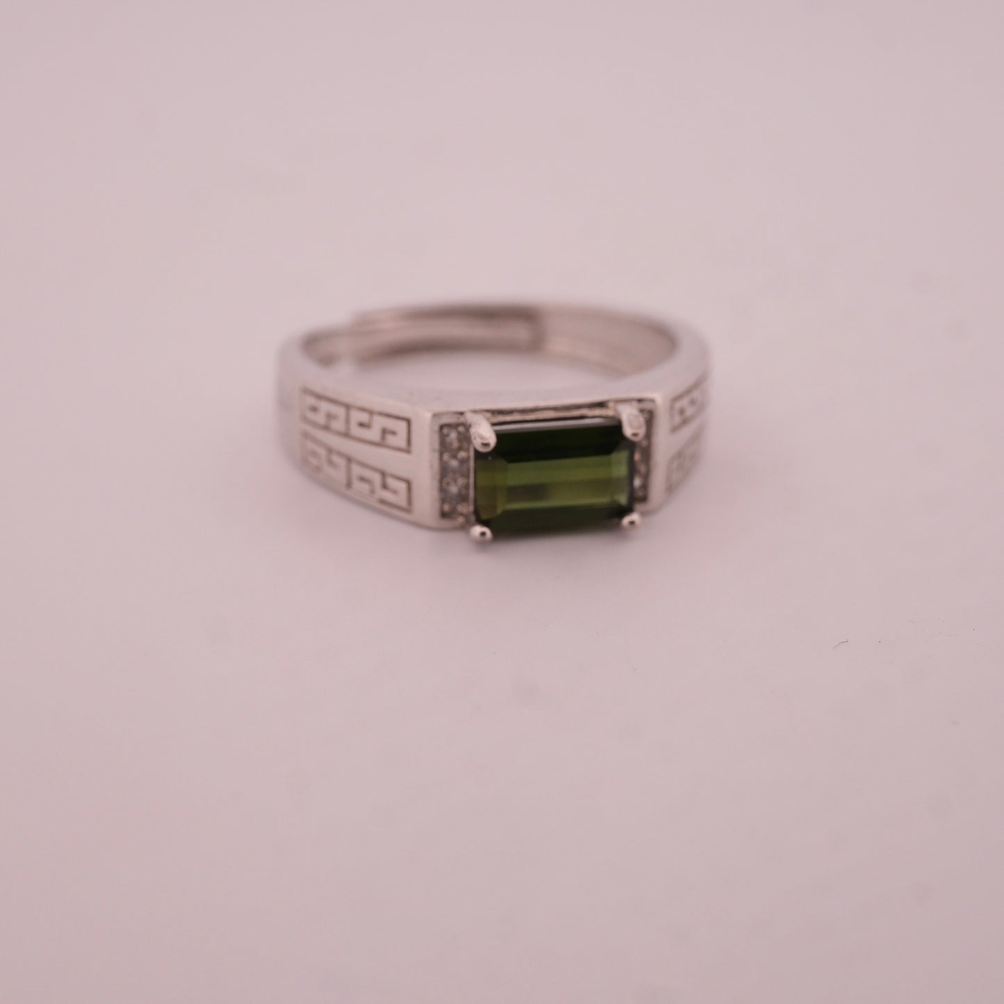 Green Tourmaline S925 Adjustable Ring