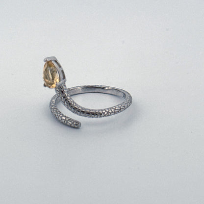 Citrine Snake S925 Adjustable Ring