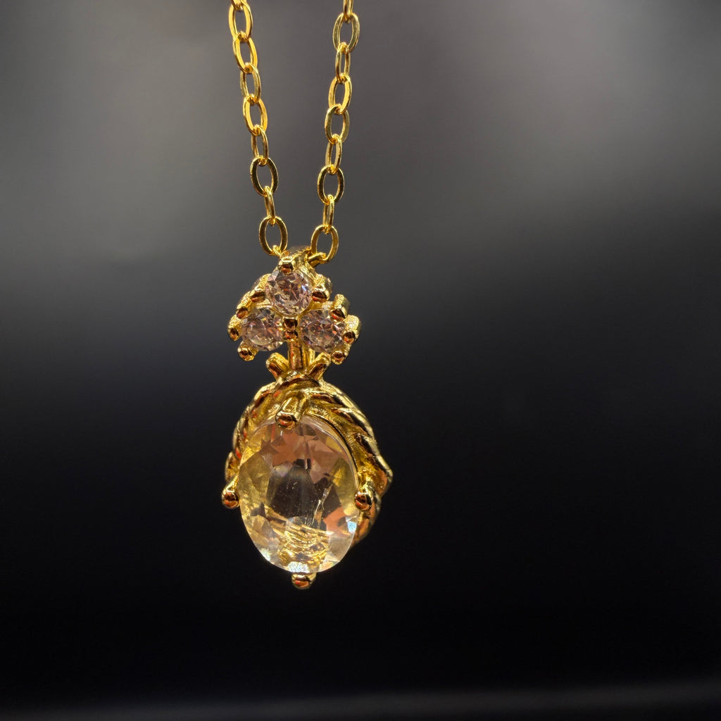 Gold Libyan Desert Glass S925 Certified Necklace